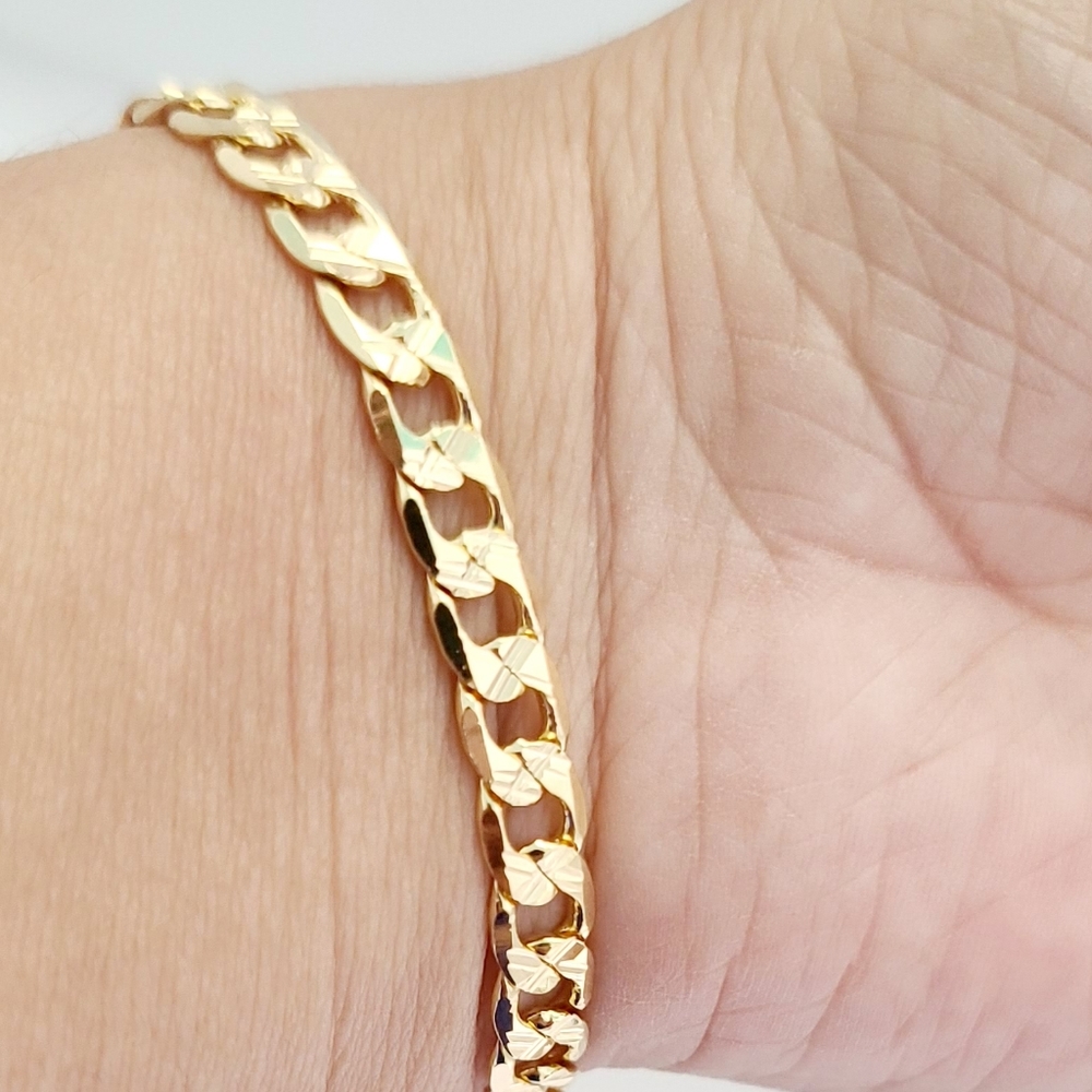 18K GF diamond cut cuban men's bracelet. New - Picture 3 of 8